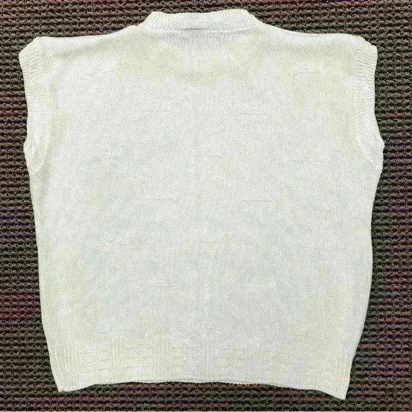 Handmade Vintage White Knit Sweater Vest Women’s Large Made In USA - Picture 3 of 3